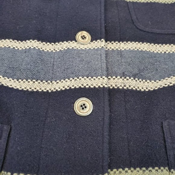 90s Boyfriend Blazer Navy Blue Striped  Wool Blend‎ Preppy Sz Small - Picture 5 of 11